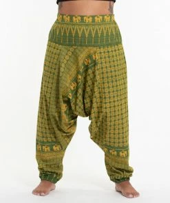 HaremPants.com Plus Size Hill Tribe Elephant Women's Elephant Pants In Green