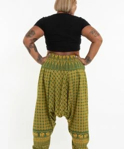 HaremPants.com Plus Size Hill Tribe Elephant Women's Elephant Pants In Green