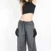 HaremPants.com Thai Cotton Women Drawstring Pants With Hill Tribe Trim Dark Gray Women's