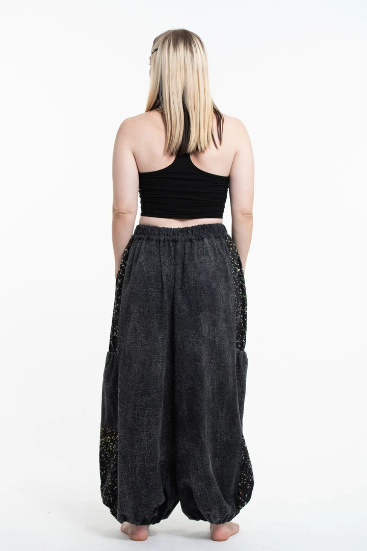 HaremPants.com Women's Stone Washed Patchwork Women Unisex Pants In Black 6 HaremPants.com Women's Stone Washed Patchwork Women Unisex Pants In Black