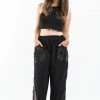 HaremPants.com Thai Cotton Women's Pants With Hill Tribe Trim In Black