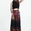 HaremPants.com Floral Palazzo Style Harem Pants In Black