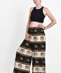 HaremPants.com Women's Elephant Bliss Palazzo Style Elephant Pants In Black