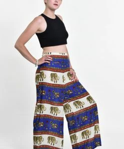 HaremPants.com Women's Elephant Bliss Palazzo Style Elephant Pants In Blue