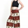 HaremPants.com Elephant Bliss Palazzo Style Elephant Pants In Red Women's