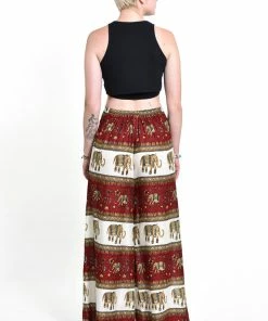 HaremPants.com Elephant Bliss Palazzo Style Elephant Pants In Red Women's