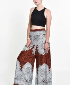 HaremPants.com Women's Marble Mandalas Palazzo Style Harem Pants In Brown