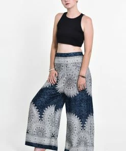 HaremPants.com Women's Marble Mandalas Palazzo Style Harem Pants In Indigo