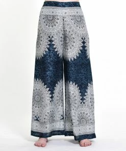 HaremPants.com Women's Marble Mandalas Palazzo Style Harem Pants In Indigo