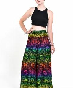 HaremPants.com Women's Rainbow Elephant Palazzo Style Elephant Pants In Green