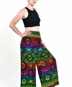 HaremPants.com Women's Rainbow Elephant Palazzo Style Elephant Pants In Green 8 HaremPants.com Women's Rainbow Elephant Palazzo Style Elephant Pants In Green