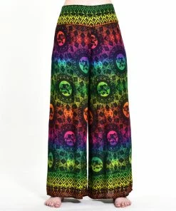 HaremPants.com Women's Rainbow Elephant Palazzo Style Elephant Pants In Green