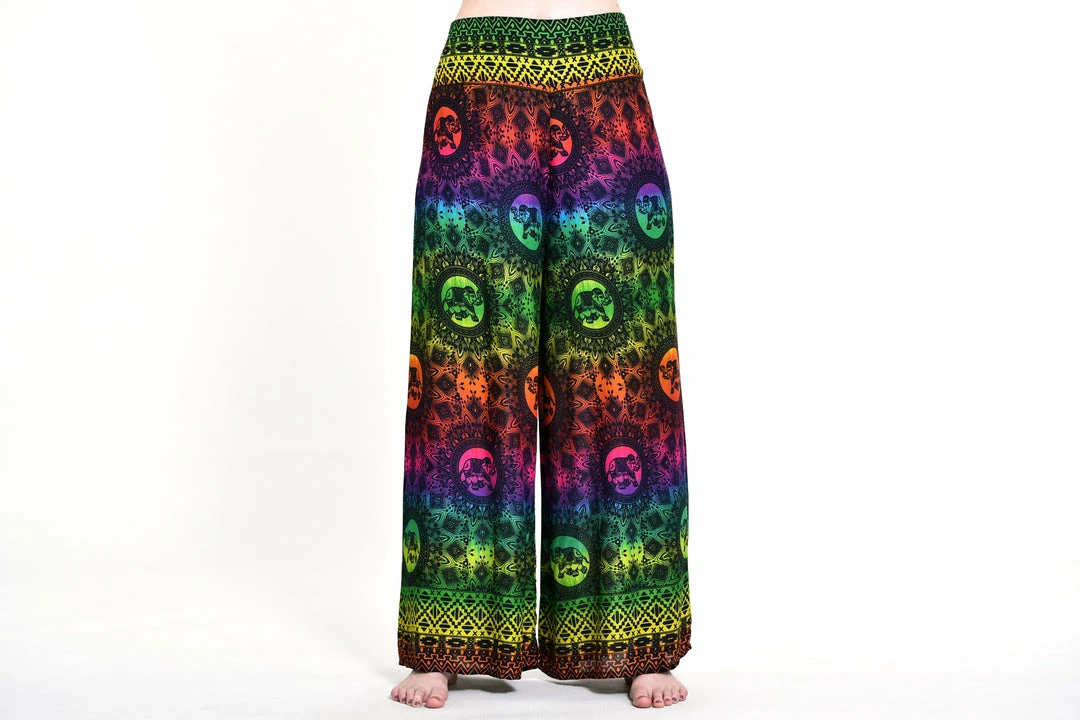 HaremPants.com Women's Rainbow Elephant Palazzo Style Elephant Pants In Green 4 HaremPants.com Women's Rainbow Elephant Palazzo Style Elephant Pants In Green