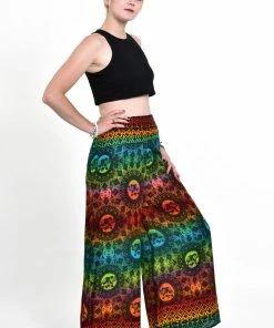 HaremPants.com Women's Rainbow Elephant Palazzo Style Elephant Pants In Orange
