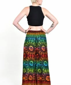 HaremPants.com Women's Rainbow Elephant Palazzo Style Elephant Pants In Orange