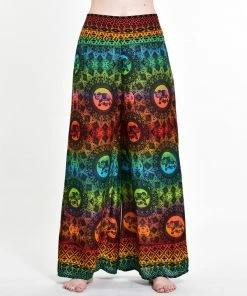 HaremPants.com Women's Rainbow Elephant Palazzo Style Elephant Pants In Orange