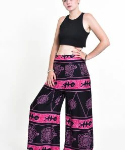 HaremPants.com Turtle Print Palazzo Style Harem Pants In Pink Women's