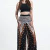 HaremPants.com Women's Peacock Feathers Palazzo Style Harem Pants In Black