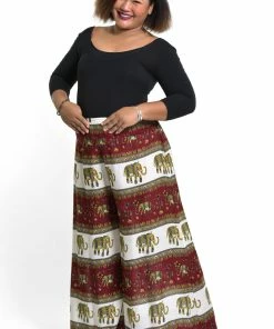 HaremPants.com Women's Plus Size Elephant Bliss Palazzo Style Elephant Pants In Red