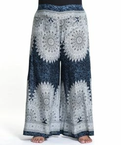 HaremPants.com Women's Plus Size Marble Mandalas Palazzo Style Harem Pants In Indigo