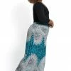 HaremPants.com Plus Size Marble Mandalas Palazzo Style Harem Pants In Turquoise
