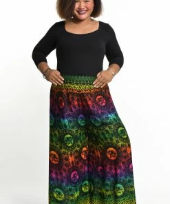 HaremPants.com Plus Size Rainbow Elephant Palazzo Style Elephant Pants In Green Women's