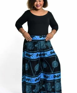 HaremPants.com Women's Plus Size Turtle Print Palazzo Style Harem Pants In Blue