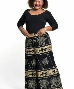 HaremPants.com Plus Size Turtle Print Palazzo Style Harem Pants In Gold
