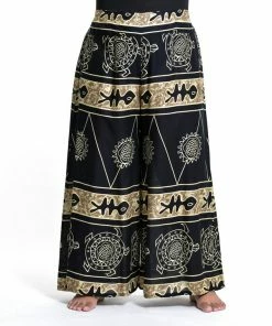 HaremPants.com Plus Size Turtle Print Palazzo Style Harem Pants In Gold