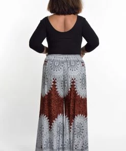 HaremPants.com Plus Size Marble Mandalas Palazzo Style Harem Pants In Brown Women's