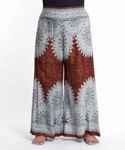HaremPants.com Plus Size Marble Mandalas Palazzo Style Harem Pants In Brown Women's