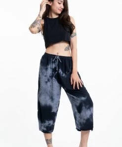 HaremPants.com Women's Drawstring Yoga Massage Cropped Pants In Black