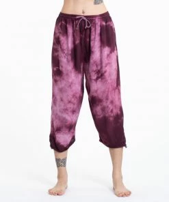 HaremPants.com Women's Drawstring Yoga Massage Cropped Pants In Dark Purple