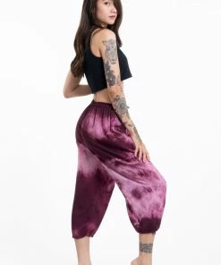 HaremPants.com Women's Drawstring Yoga Massage Cropped Pants In Dark Purple