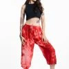 HaremPants.com Women's Drawstring Yoga Massage Cropped Pants In Red
