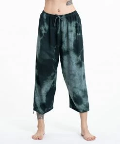 HaremPants.com Women's Drawstring Yoga Massage Cropped Pants In Dark Teal