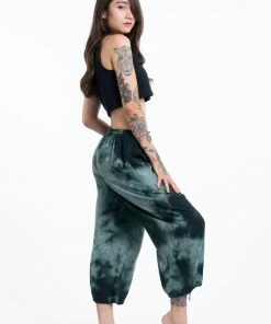 HaremPants.com Women's Drawstring Yoga Massage Cropped Pants In Dark Teal