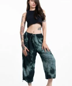 HaremPants.com Women's Drawstring Yoga Massage Cropped Pants In Dark Teal
