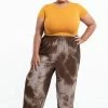 HaremPants.com Plus Size Tie Dye Drawstring Women's Yoga Massage Pants In Brown