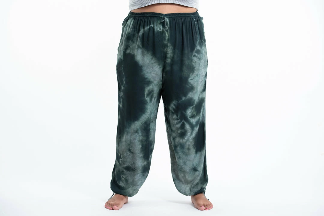 HaremPants.com Plus Size Tie Dye Drawstring Women's Yoga Massage Pants In Dark Teal 4 HaremPants.com Plus Size Tie Dye Drawstring Women's Yoga Massage Pants In Dark Teal