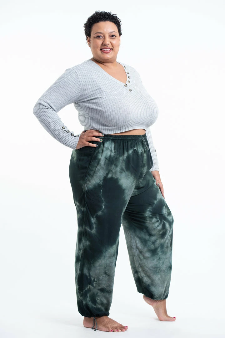 HaremPants.com Plus Size Tie Dye Drawstring Women's Yoga Massage Pants In Dark Teal 5 HaremPants.com Plus Size Tie Dye Drawstring Women's Yoga Massage Pants In Dark Teal
