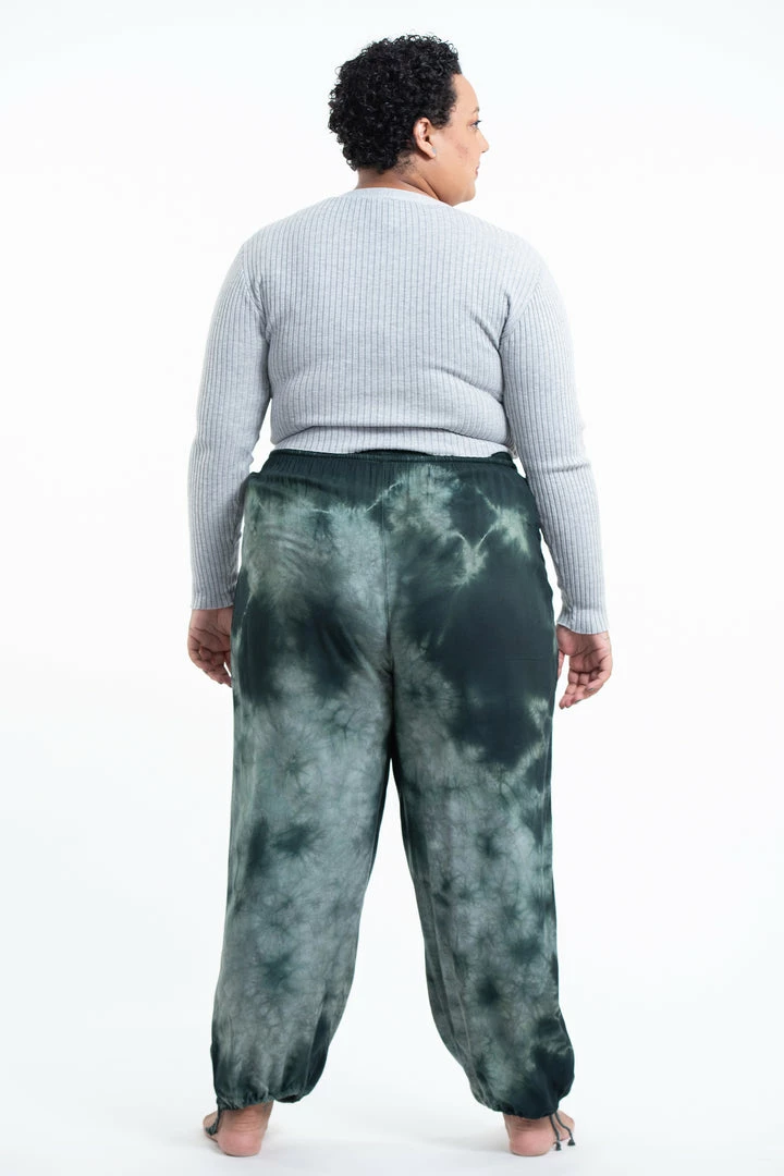 HaremPants.com Plus Size Tie Dye Drawstring Women's Yoga Massage Pants In Dark Teal 6 HaremPants.com Plus Size Tie Dye Drawstring Women's Yoga Massage Pants In Dark Teal