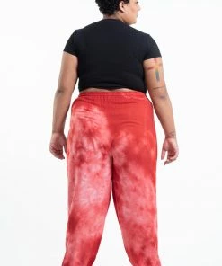 HaremPants.com Plus Size Tie Dye Drawstring Women's Yoga Massage Pants In Red 9 HaremPants.com Plus Size Tie Dye Drawstring Women's Yoga Massage Pants In Red