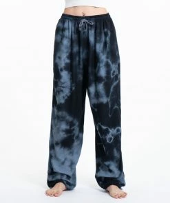 HaremPants.com Tie Dye Drawstring Women's Yoga Massage Pants In Black