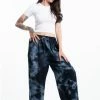 HaremPants.com Tie Dye Drawstring Women's Yoga Massage Pants In Black