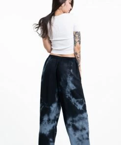 HaremPants.com Tie Dye Drawstring Women's Yoga Massage Pants In Black