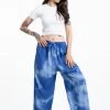 HaremPants.com Tie Dye Drawstring Women's Yoga Massage Pants In Blue 2 HaremPants.com Tie Dye Drawstring Women's Yoga Massage Pants In Blue