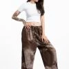 HaremPants.com Tie Dye Drawstring Women's Yoga Massage Pants In Brown