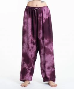HaremPants.com Tie Dye Drawstring Women's Yoga Massage Pants In Dark Purple
