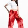 HaremPants.com Tie Dye Drawstring Women's Yoga Massage Pants In Red